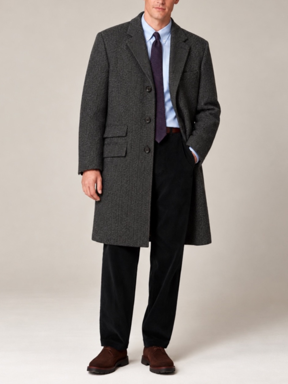 J Crew Moon Wool Herringbone Yorkshire Tweed Overcoat